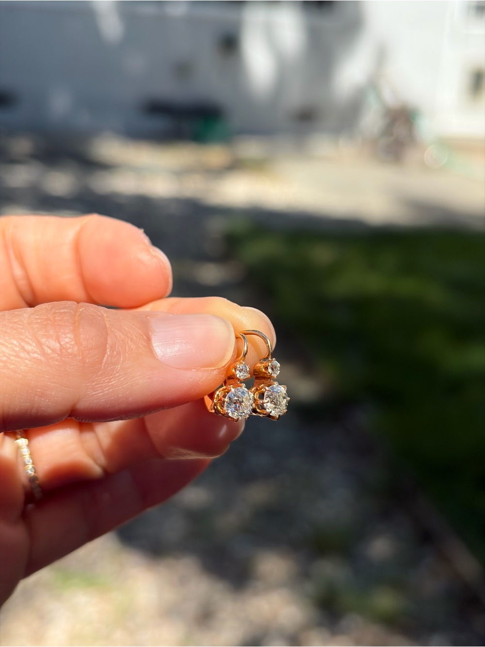 old mine cut diamond earrings- price is firm - Picture 5 of 12